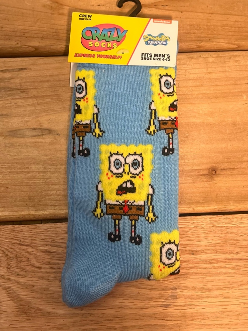 Sponge Bob Square Pants Socks - Men's Crew shoe size 6-12 - New in package